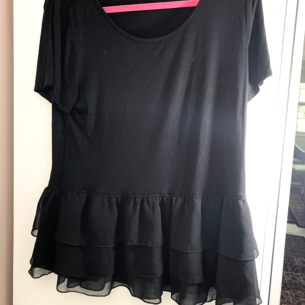 Soft Tee with Layered Scalloped Pepplum